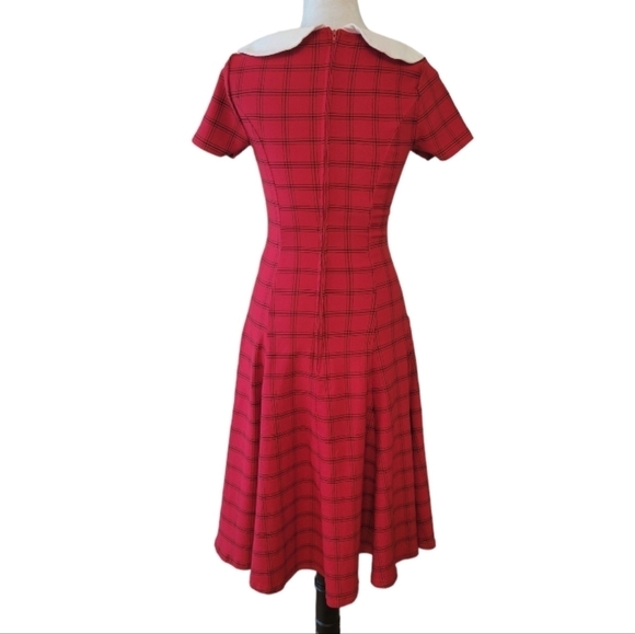 Unique Vintage Red Retro Eloise Midi Swing Dress Size XS / 2 - Picture 4 of 5